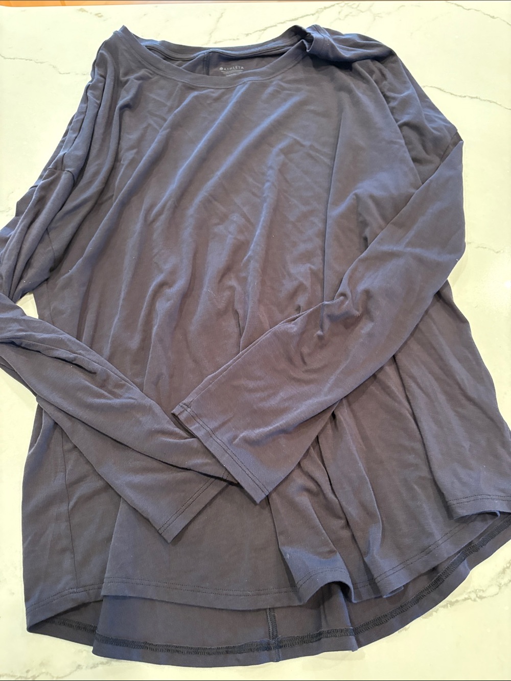 Athleta Long Sleeve Crewneck Top - Navy Blue
